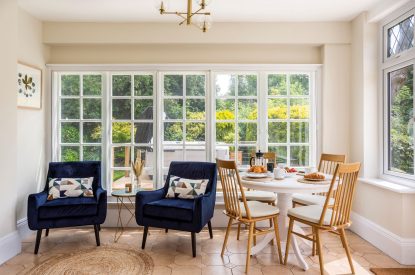 The sunroom at The Vineyard Lake House, Malvern Hills
