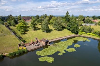 The private lake at The Vineyard Lake House, Malvern Hills
