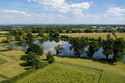 The private lake at The Vineyard Lake House, Malvern Hills