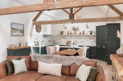 Open plan living space at The Foaling Box at Lanhill, Wiltshire