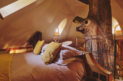 The super king size bedroom at Nature's Nest, Malvern Hills