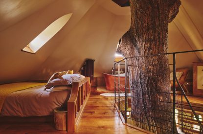 The super king size bedroom at Nature's Nest, Malvern Hills