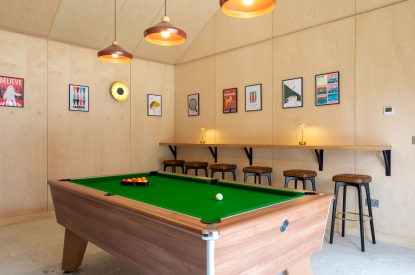 The games room at Skylark, Bradworthy, Devon