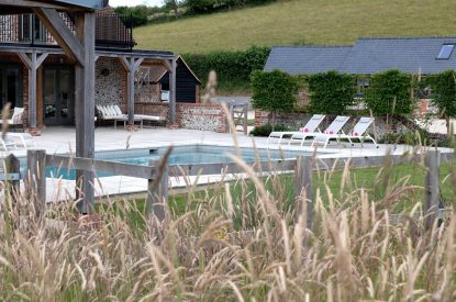 The outdoor swimming pool at Bix Cottage, Chiltern Hills