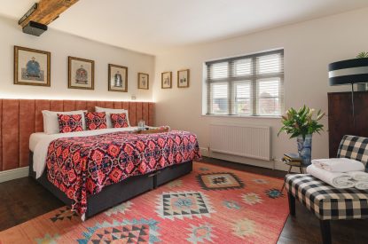 A super king size bedroom at The Great Hall, Chapmanslade, Wiltshire