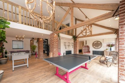 The games area at The Pool house, Chapmanslade, Wiltshire