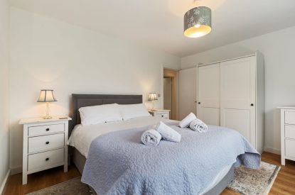 A king size bedroom at The Willows, Oxwich