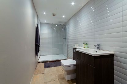 A shower room at Sherwood Lodge, Sherwood Forest