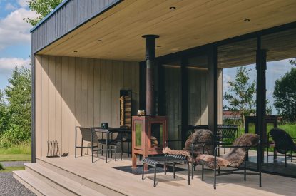 The private veranda at Hygge Hideaway, Somerset