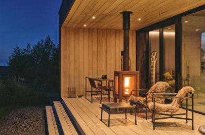 The private veranda at Hygge Hideaway, Somerset