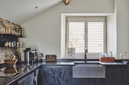 The kitchen at Puddle Duck Cottage, Somerset