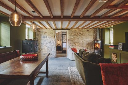 The living room at Puddle Duck Cottage, Somerset