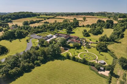 Aerial view of the grounds at The Cowshed, Somerset
