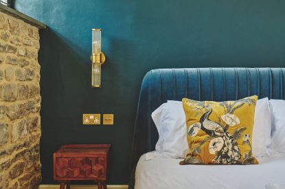 The super king size bedroom at The Cowshed, Somerset