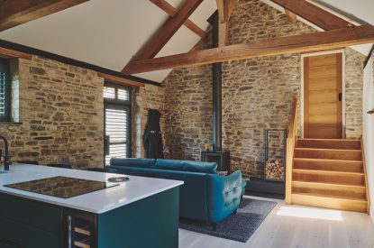 The living space at The Cowshed, Somerset