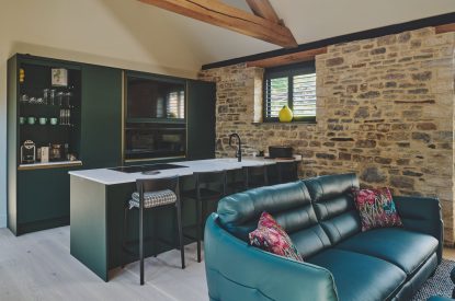 The open plan living area at The Suite, Glastonbury, Somerset 