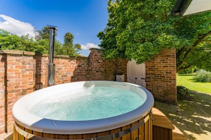 The wood fired hot tub at Garden Cottage, Cheshire
