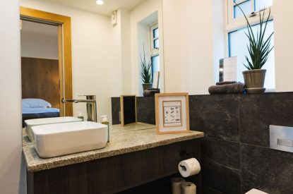The bathroom at Basket Makers Cottage, Roundstone, Galway