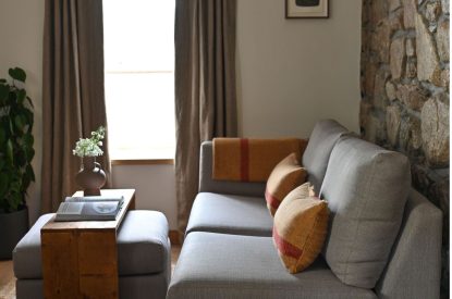 The living room at Basket Makers Cottage, Roundstone, Galway
