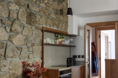 The kitchen area at Basket Makers Cottage, Roundstone, Galway