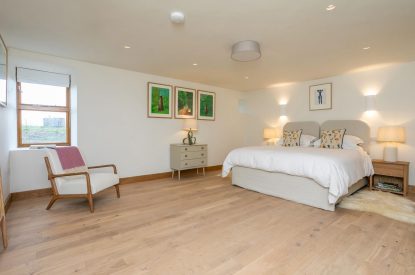 A king size bedroom at Tranquillity Loft, Yorkshire Dales