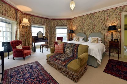 A twin bedroom at Langdon Manor, Yorkshire Dales