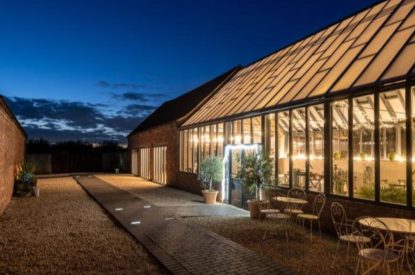 The orangary at night at Sherwood Lodge, Sherwood Forest