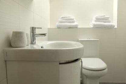 A shower room at The Clans, Fife