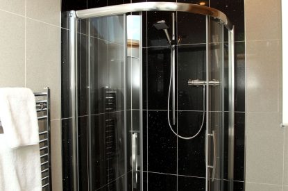 A shower room at The Clans, Fife