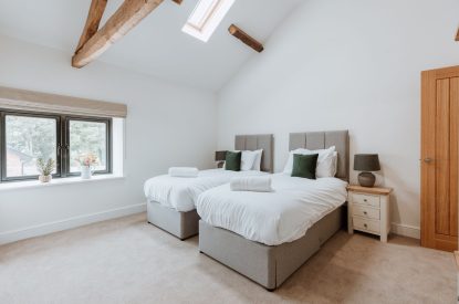 A twin bedroom at Frankel, Shropshire