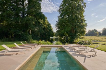 The heated outdoor swimming pool at Edgewater House, Hampshire