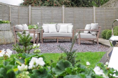 Outddor seating area at The Painswick Retreat, Cotswolds