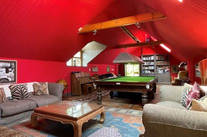 The snooker table at Chulmleigh Manor, Devon