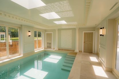 The heated indoor swimming pool at Cheshire Manor, Bickerton