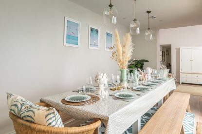 The dining table at Coral House, Dorset
