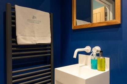 A shower room at Bramble Cottage, Somerset