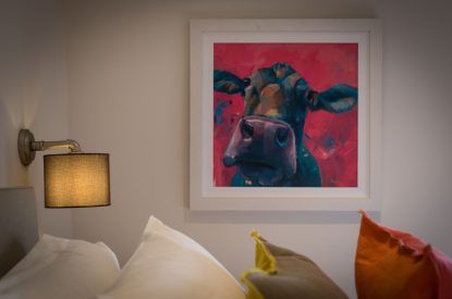 A king sized bedroom at Hawthorn Farmhouse, Somerset