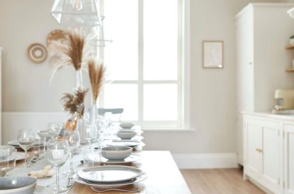The dining room at Driftwood House, Dorset