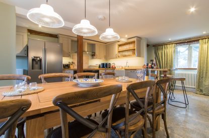 The dining kitchen at Yew Tree Farmhouse, Somerset