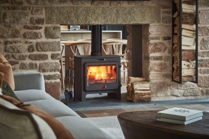 The wood burner at Copeland House, Lake District