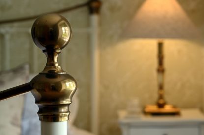 A king sized bedroom at Burnside Farmhouse, Perthshire