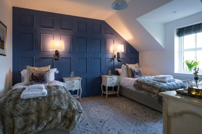 A twin bedroom at Fernbrae Farmhouse, Perthshire