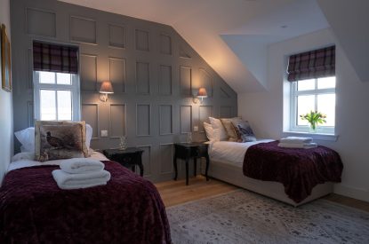 A twin bedroom at Fernbrae Farmhouse, Perthshire