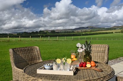 Outdoor seating area at Rowanrigg Steading, Perthshire