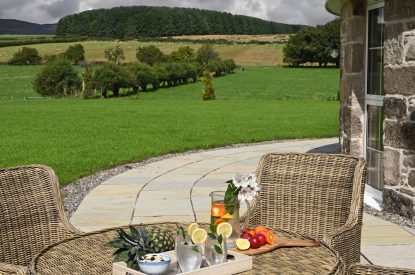 Outdoor dining at Rownarigg Steading, Perthshire