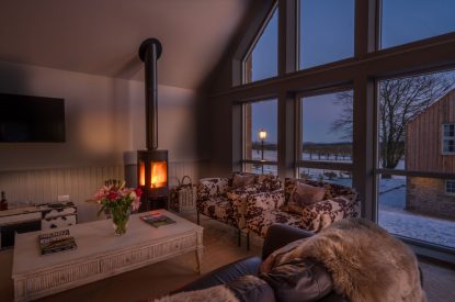 The wood burner at Torran Steading, Perthshire