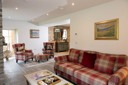 The living room at The Highland Croft, Perthshire