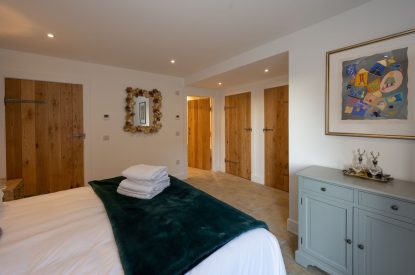 A king sized bedroom at Grousemoor Cottage, Perthshire