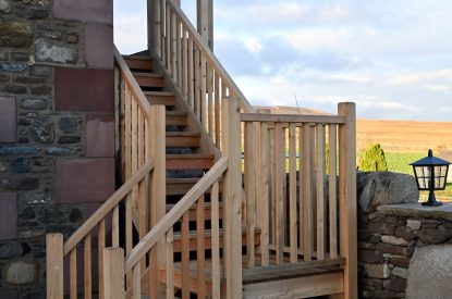 Steps into the garden at Grousemoor Cottage, Perthshire