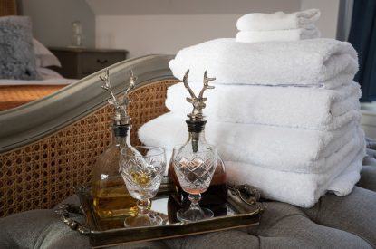 The king sized bedroom at Lochan Cottage, Perthshire